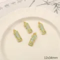 Alloy imitation jade glass bamboo pendant DIY handmade jewelry accessory 12x34mm piece - Light Green Bamboo Joint / 2 Pcs/Set