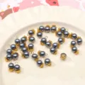 Grey pearl bead charms with gold flower caps, DIY handmade jewelry accessories for bracelets. - 6mm (5 Pieces/Pack) / Sapphire Blue
