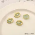 Gold-trimmed green imitation jade lock DIY jewelry pendant accessory 19x17.5mm variant - Light Green Lucky Cloud / 2 Pcs/Set