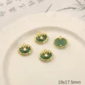 Alloy imitation jade Ruyi lock pendant DIY handmade jewelry charm accessories 19x17.5mm 4pcs - Dark Green Lucky Cloud / 2 Pcs/Set