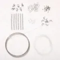 DIY jewelry making findings set, stainless steel lobster clasps, jump rings and chains. - Stainless Steel Beading Tool Kit Style