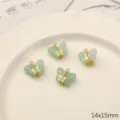 Alloy imitation jade glass butterfly DIY handmade jewelry pendant charm accessories - Bowknot Butterfly / 2 Pcs/Set