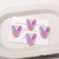 Kleurrijke acryl letter V hanger DIY handgemaakte sieraden ketting armband accessoire 25x33mm - Letter V(BSD932)