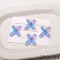 Kleurrijke acryl bedrukte letter DIY bedel hanger, schattig gestreept ontwerp 27x31mm - Letter X(BSD932)