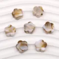 Cuentas sueltas de acrílico de cinco pétalos marrón blanco mármol joyería DIY dijes - Gris Café