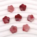 Abalorios de flores de cinco pétalos de acrílico para pulseras collares de joyería DIY. - Rojo Oscuro Y Blanco