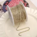 Gold rhinestone cup chain variant, sparkling glass crystal trim for DIY crafts and phone cases. - White Rhinestone (SS6.5) / 2mm (1m Pack) / Gold Base
