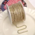 Gold rhinestone chain cup chain for DIY phone case nail art and craft decoration supplies - White Rhinestone (SS8.5) / 2.4mm (1 Meter Pack) / Gold Base