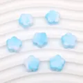 Cuentas sueltas de flores de cinco petales de acrilico marmoleado azul y blanco para joyeria - Azul y Blanco