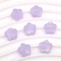Cuentas sueltas de flores de cinco pétalos de acrílico morado joyería DIY pulsera collar - Morado Y Blanco