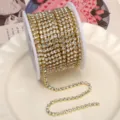 Gold rhinestone cup chain 2mm claw chain crystal trim for DIY phone case craft jewelry - White Rhinestone (SS12) / 2.8mm (1 Meter Pack) / Gold Base