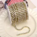 Gold rhinestone cup chain for DIY crafts, phone cases, and nail art decoration accessories. - White Rhinestone (SS18) / 4mm (1m Pack) / Gold Base