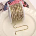 Gold AB Rhinestone Cup Chain Close Claw Chain for DIY Phone Case Nail Art Decoration - AB Iridescent (SS8.5) / 2.4mm (1 Meter Pack) / Gold Base