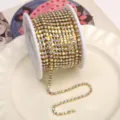 Gold cup chain crystal rhinestones for DIY phone case nail art jewelry making crafts accessories - White AB (SS10) / 2.6mm (1 Meter Pack) / Gold Base