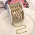 Gold base AB rhinestone chain 1.5-6mm crystal claw chain DIY phone case nail art accessory - White AB (SS12) / 2.8mm (1 Meter Pack) / Gold Base