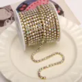 Colorful rhinestone claw chain for DIY phone cases and nail art accessories, gold base crystal. - White AB (SS16) / 3.4mm (1 Meter Pack) / Gold Base