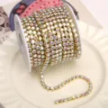 Colorful rhinestone cup chain for DIY crafts, phone case decoration and nail art accessories. - White AB (SS18) / 4mm (1m Pack) / Gold Base