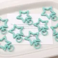 Mosquetón llavero de estrella de aleación verde menta accesorios de joyería diy hechos a mano - 1 Pieza / Cian