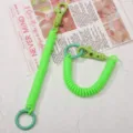 Candy color spring coil lanyard, light green retractable elastic rope for keys and cards. - 1 Piece / Fluorescent Green