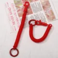 Red spring lanyard stretch coil keychain strap for keys and cards, durable anti-lost design. - 1 Piece / Bright Red