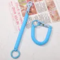 Candy-colored coiled spring lanyard extensible key chain anti-lost strap for schoolbag bag. - 1 Piece / Light Blue