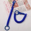 Blue retractable spring coil lanyard anti-lost key strap wrist band variant item SKU. - 1 Piece / Sapphire Blue