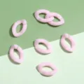 Pink acrylic open loop chain links U shape DIY jewelry making craft accessories parts - Solid Oval Buckle / 11x16mm 50 Pieces/Pack / Pink