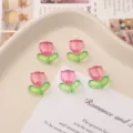 Acrylic tulip beads jelly pink gradient floral charms for DIY handmade jewelry bracelets earrings. - 20 Pack Set / Rose Red