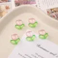 Jelly pink gradient acrylic tulip flower beads for DIY bracelet jewelry making accessories sku - 20 Pack Set / Pink