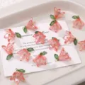 16x17mm Acrilico Giglio Fiore Perla Pendenti DIY Braccialetto Perline Orecchini Gioielli - 2 Pezzi/Set / Rosso