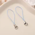 Light blue phone strap lanyard DIY craft accessory with metal ring for handmade phone charms. - Light Blue