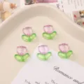 Jelly pink gradient acrylic tulip petal beads for DIY bracelets, earrings, and jewelry accessories. - 20 Pack Set / Purple