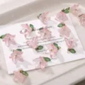 16x17mm Acrilico Giglio Fiore Perla Pendenti DIY Perline Bracciale Orecchini Gioielli Accessori - 2 Pezzi/Set / Rosa