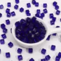 Dark blue glass cube beads 6-8mm transparent square loose beads for DIY jewelry making. - Sapphire Blue