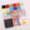 Kit de boite de rangement de perles de lettres en acrylique 26 grilles, pour bijoux DIY. - Kit Combo Perles Acryliques et Lettres Alphabet avec Fil Élastique / Boîte 26 Grilles (Environ 1305 Pièces)