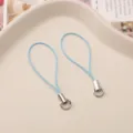 Light Blue Phone Lanyard Strap DIY Craft Accessory with Silver Metal Loop and Ring - Lake Blue