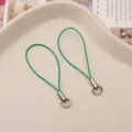 Green DIY mobile phone strap lanyard with metal ring and connector for handmade jewelry craft. - Dark Green