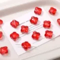 Red Clover Glass Beads 13mm Loose Spacer Beads for DIY Jewelry Making Bracelets Craft - 13mm (10pcs/pack) / Transparent Red