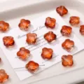 13mm amber clover glass beads diy handmade jewelry making bracelets necklaces charms 1pc - 13mm (10pcs/pack) / Transparent Orange Red
