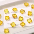 13mm yellow translucent four-leaf clover glass loose beads for DIY handmade jewelry making - 13mm (10pcs/pack) / Transparent Orange
