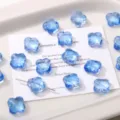 13mm blue crystal four-leaf clover loose beads for DIY handmade jewelry bracelets crafting accessories - 13mm (10pcs/pack) / Aqua