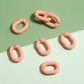 Acrylic U-shaped chain links oval open jump rings for DIY jewelry making and hair accessories parts. - Solid U-Shape Buckle / 14x19mm 5 Pieces/Pack / Orange Pink