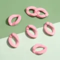 Pink matte oval open rings DIY jewelry accessories, acrylic U chain links for craft making. - Solid Oval Buckle / 16x23mm 5 Pieces/Pack / Pink