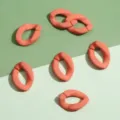 Pink oval acrylic link rings for DIY jewelry making and craft accessories. Smooth matte finish. - Solid Oval Buckle / 16x23mm 5 Pieces/Pack / Orange Red
