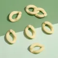 Light yellow acrylic U-shaped chain links open jump rings for DIY jewelry craft making. - Solid Oval Buckle / 16x23mm 5 Pieces/Pack / Light Yellow