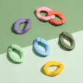 Colorful matte acrylic U-shaped chain links DIY jewelry accessories open jump rings multi-color - Solid Oval Buckle / 16x23mm 10 Pieces/Pack / Random Mixed Colors