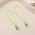 Neon green phone lanyard strap DIY craft accessory with silver metal ring, 2pcs set. - Light Green