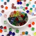 6-8mm colorful crystal glass cube loose beads for DIY handmade bracelets and jewelry making - Random Mixed Colors