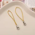 DIY handmade phone lanyard charm set, gold braided rope with silver metal ring accessories. - Gold Lurex