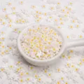 7mm white resin flatback small flower charms for DIY phone case and jewelry making accessories. - 50 Pieces/Pack (7mm) / White